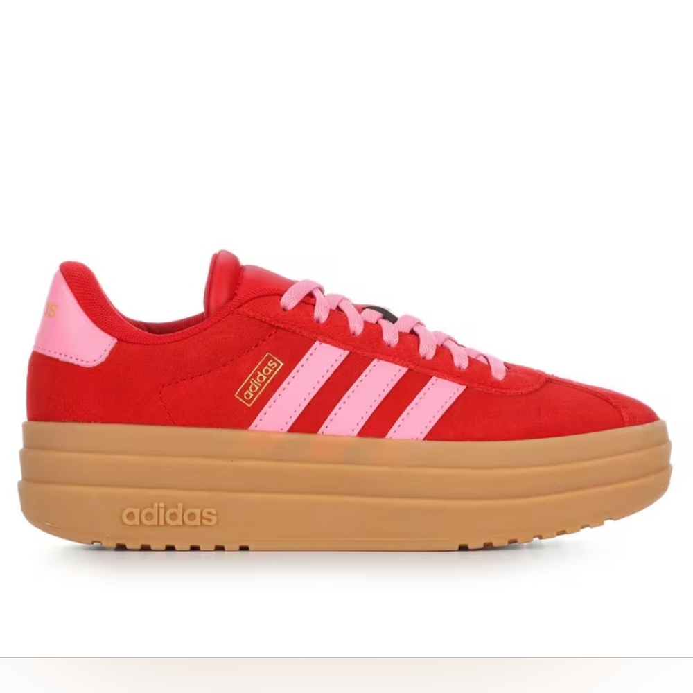 Adidas VL Court Bold Sneakers Kids Size 7 Red Pink Platform Shoes JQ1711